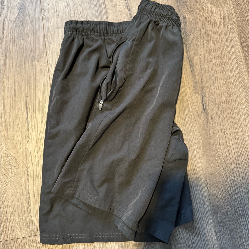 Charcoal Legend athletic dry fit shorts with zipper pockets